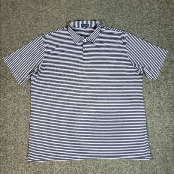 Peter Millar Crowm Craft Mens Golf Polo Shirt Size 2XL Purple Navy Blue Striped - Picture 1 of 12